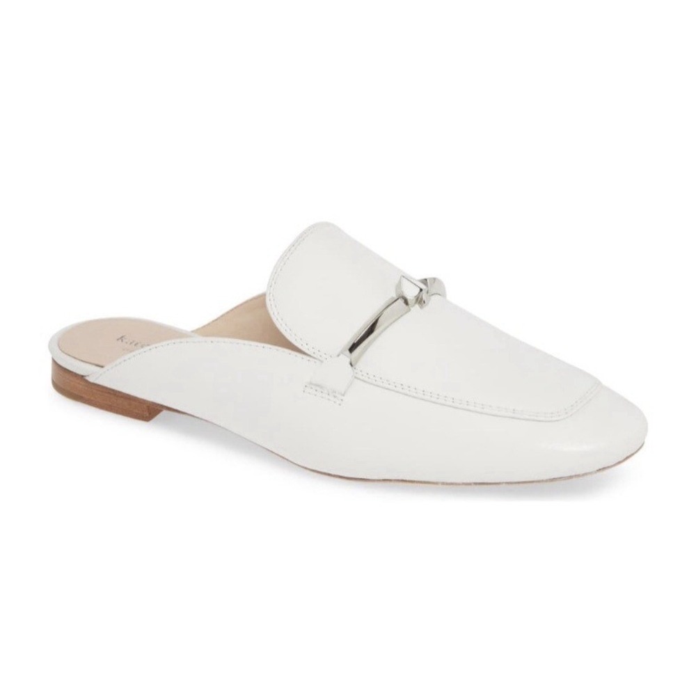 KATE SPADE NEW YORK‎ Laura Square Toe Flat Mules Women's White Leather Size 9